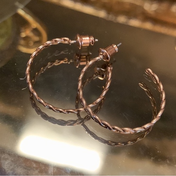 Rose Gold Hoop Earrings - Picture 1 of 3